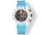 TW Factory Rolex Daytona 40*12.4mm Dandong 4802 Movement White Case Blue Rubber Band Watch